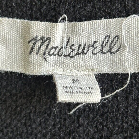 Madewell Black Cropped Tie Front Short Sleeve Tee 100% Cotton Size Medium - Picture 4 of 8